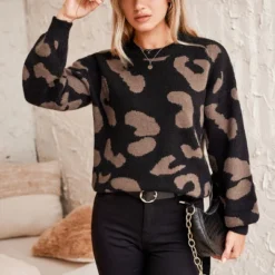 Women's Leopard Print Drop Sleeve Sweater - Cupshe -Cupshe GUEST 6bce3413 d5a9 401d b1ad 9f9200dce247