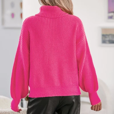 Women's Chunky Knit Turtleneck Long Sleeve Sweater - Cupshe 6 Women's Chunky Knit Turtleneck Long Sleeve Sweater - Cupshe - Image 4