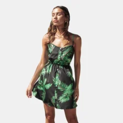Women's Tropical Leaf Print Button Dress - Cupshe -Cupshe GUEST 6e180980 86c5 4f84 9da0 d067f1a6da73