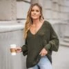 Women's Chunky Knit V-Neck Sweater - Cupshe
