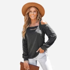 Women's Onyx Cutout Open-Shoulder Tee - Cupshe -Cupshe GUEST 6ef7eadf 43f2 444a a49f 4a4b9033286e