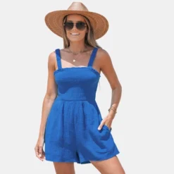 Women's Square Neck Smocking Romper - Cupshe -Cupshe GUEST 700c1095 1ac9 44ba a579 1e4352f6854d