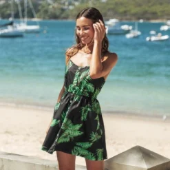 Women's Tropical Leaf Print Button Dress - Cupshe -Cupshe GUEST 737c9596 dc6c 43fd a305 381192a432c7