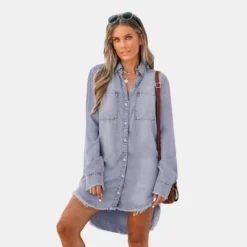 Women's Single One Frayed Denim Shirt -Cupshe 13 Women's Single One Frayed Denim Shirt -Cupshe -Cupshe GUEST 744f1f5a ef50 4e6e b10e c6e6247058e0