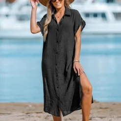 Women's Buttoned Cover Up Shirt Dress - Cupshe -Cupshe GUEST 7501a7d0 127a 4709 8ddd 7525cdaff6cb