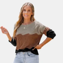 Women's Striped Swirl Texture Drop Sleeve Sweater - Cupshe -Cupshe GUEST 751a3eea e9a3 42e5 add2 d17063c330d7