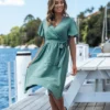 Women's Belted Flare Sleeve Midi Dress - Cupshe -Cupshe GUEST 77b0285a 2778 4052 b06c b3b5c6c2d1f7