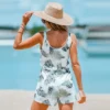 Women's Tropical Leaf Print Lace Up Romper - Cupshe -Cupshe GUEST 77dfff05 c84c 4e18 8cde bdf4617c750c