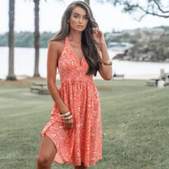 Women's Floral Smocking Halter A Shape Dress - Cupshe -Cupshe GUEST 77eac982 2782 46e9 a634 0cc9f372293b