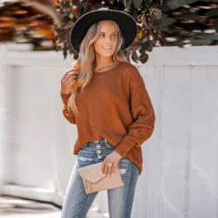 Women's Pumpkin Spice Textured Knit Sweater - Cupshe -Cupshe GUEST 79cbc0d6 4c39 4ec1 a6d0 44c184b3063f