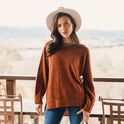 Women's Neutral Split Hem Relaxed Sweater - Cupshe 5 Women's Neutral Split Hem Relaxed Sweater - Cupshe - Image 3