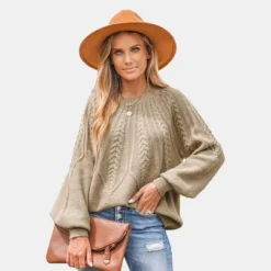 Women's Cable Knit Drop Sleeve Sweater - Cupshe -Cupshe GUEST 7c5fdd6f 1b29 4c46 8b82 bc2942d91c90