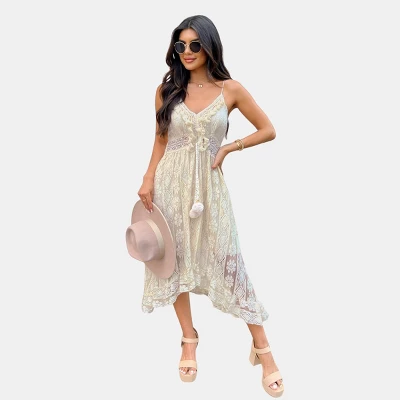 Women's V-neck Lace Up Slip Dress -Cupshe 7 Women's V-neck Lace Up Slip Dress -Cupshe - Image 5