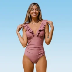 Women's Ruffled Lace Up One Piece Swimsuit -Cupshe -Cupshe GUEST 7dc8c91d a1f8 47f3 aa86 410a60a865c7
