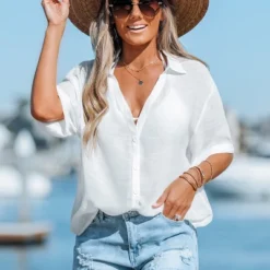 Women's Button-Front Cover Up Shirt - Cupshe 11 Women's Button-Front Cover Up Shirt - Cupshe -Cupshe GUEST 7def8d35 d78e 4b4d 8982 024a971d715c