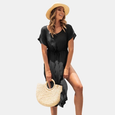 Women's Drawstring Swim Cover Up Dress - Cupshe 8 Women's Drawstring Swim Cover Up Dress - Cupshe - Image 6