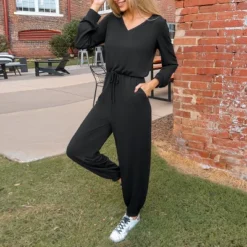 Women's Cutout V-Neck Jogger Jumpsuit - Cupshe