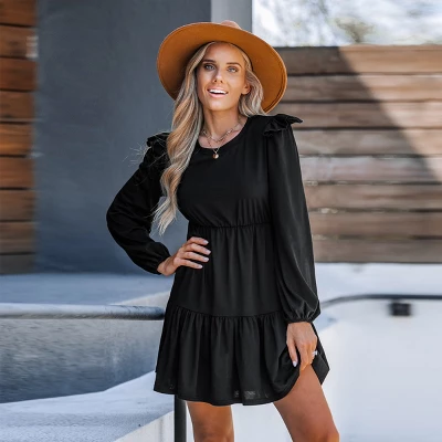Women's Ruffled Long Sleeve Mini Dress - Cupshe 5 Women's Ruffled Long Sleeve Mini Dress - Cupshe - Image 3