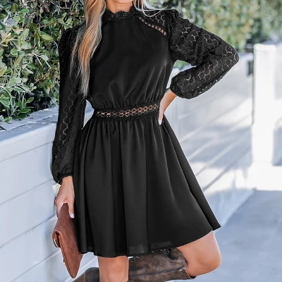Women's Lace Mock Neck Mini Dress - Cupshe 3 Women's Lace Mock Neck Mini Dress - Cupshe
