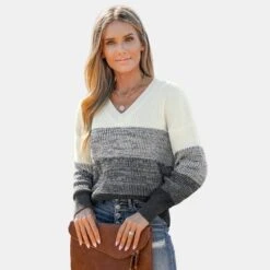 Women's Striped V Neck Drop Sleeve Sweater - Cupshe -Cupshe GUEST 7f101dcd 567d 4d14 8805 8b8340ce5219