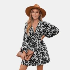 Women's Floral Print V-Neck Smocked Mini Dress - Cupshe -Cupshe GUEST 7f34e27f 8557 4940 8b16 fda4ceef2e5a