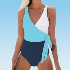 Women's Color Block Tie Side One Piece Swimsuit - Cupshe -Cupshe GUEST 7f91b143 14c1 4142 af64 d0b84569ca92