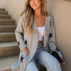 Women's Star Print Button-Front Cardigan - Cupshe -Cupshe GUEST 80cb2776 8153 47d4 8ae9 0de684aa798d