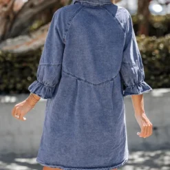 Women's Denim Button-Front Ruffled Mini Dress - Cupshe -Cupshe GUEST 81c9d699 5d33 4709 8866 e8daaa659d3c