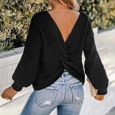 Women's Onyx Chunky Knit Sweater - Cupshe 3 Women's Onyx Chunky Knit Sweater - Cupshe