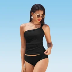 Women's One Shoulder Low Back Tankini Set - Cupshe -Cupshe GUEST 836c0452 5f22 4716 bb15 99f9583d4296