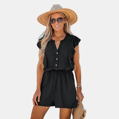 Women's Ruffled Button-Front Romper - Cupshe 9 Women's Ruffled Button-Front Romper - Cupshe - Image 7