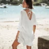 Women's Ruffled V-Neck Back Tie Cover-Up Mini Dress - Cupshe -Cupshe GUEST 845fdcda 1d19 4989 82da 93ff846aad8e