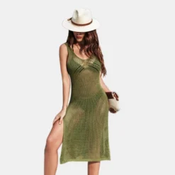 Women's Hollow Out Sleeveless V Neck Knee Length Cover Up - Cupshe -Cupshe GUEST 8512e607 b614 43a3 abea 57646b032583