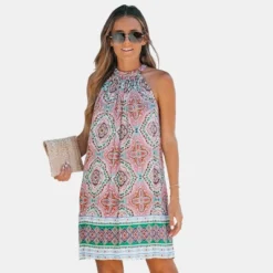 Women's Ornate Print Halter Sleeveless Mini Dress-Cupshe -Cupshe GUEST 85594951 ec65 46ce a974 067b5babbf8f