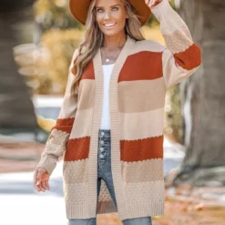 Women's Striped Textured Knit Open Front Cardigan - Cupshe -Cupshe GUEST 85844084 ba32 4b2b 833e c973792b9afc