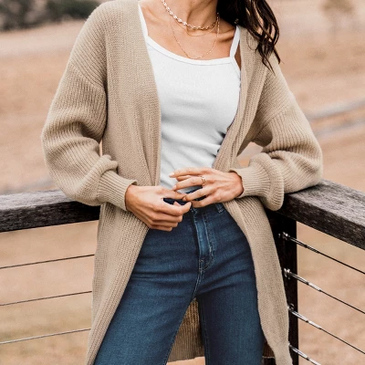 Women's Sand Purl Knit Open-Front Cardigan - Cupshe 4 Women's Sand Purl Knit Open-Front Cardigan - Cupshe - Image 2