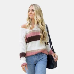 Women's Striped Drop Sleeve Rib Sweater - Cupshe -Cupshe GUEST 864b5349 7f8d 479c 98b6 92da3f774304
