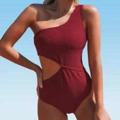 Women's One Shoulder Cutout One Piece Swimsuit - Cupshe -Cupshe GUEST 8732ce18 a930 4360 90e1 25d7035c1ee7