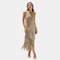 Women's Ribbed Tassel Halter Maxi Dress - Cupshe -Cupshe GUEST 874057d5 485f 4f2e ab11 d35cb7106db9