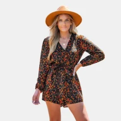 Women's Belted Ditsy Floral Print Romper - Cupshe -Cupshe GUEST 88506a6e b18f 44b0 bfc0 f39bcbb804d7