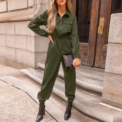 Women's Olive Collared Long Sleeve Jumpsuit - Cupshe 5 Women's Olive Collared Long Sleeve Jumpsuit - Cupshe - Image 3