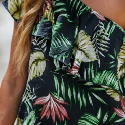 Women's Leaf Ruffled One-Shoulder Top - Cupshe