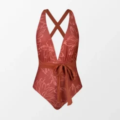 Women's Floral V Neck Crisscross One Piece Swimsuit - Cupshe -Cupshe GUEST 8a59a960 fa99 4690 89a8 9adc05d3ea29