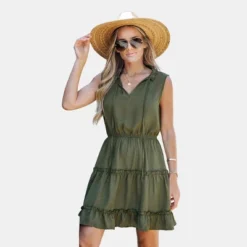 Women's Ruffled Tie Neck Mini Dress - Cupshe -Cupshe GUEST 8a74b67c 7e29 4395 8139 c1fc2c5d1f92