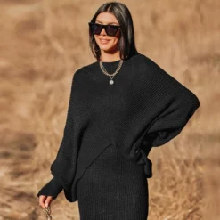 Women's Ribbed Oversized Split Sweater - Cupshe -Cupshe GUEST 8ae51bf4 496a 4807 a854 91200f21b0c0