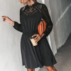 Women's Long Sleeves Elastic Waist Mini Dress - Cupshe