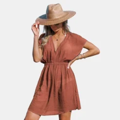 Women's Elastic Beachwear Short Sleeve Cover Up -Cupshe -Cupshe GUEST 8f30a370 8f08 4fb1 a5c1 e8661a2b5541