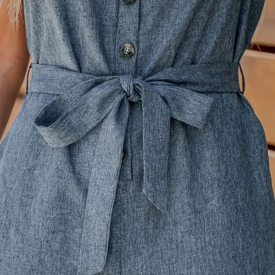 Women's Belted V-Neck Buttoned Jumpsuit - Cupshe 3 Women's Belted V-Neck Buttoned Jumpsuit - Cupshe