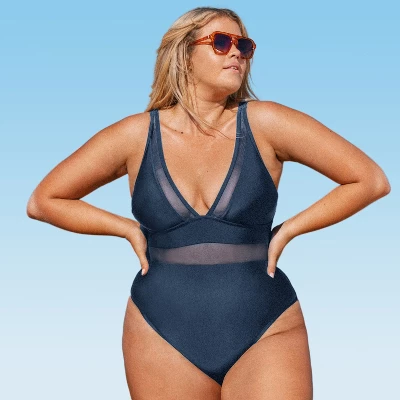 Women's Plus Size V Neck Mesh Sheer One Piece Swimsuit -Cupshe 10 Women's Plus Size V Neck Mesh Sheer One Piece Swimsuit -Cupshe - Image 8