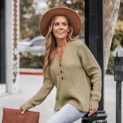 Women's Crochet Rib Half-Buttoned Sweater - Cupshe 10 Women's Crochet Rib Half-Buttoned Sweater - Cupshe -Cupshe GUEST 8f99faa1 d0e2 4dd5 86dc 25f35b1132e2